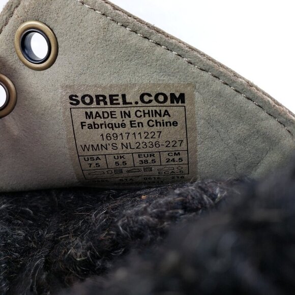 Sorel Joanie Sweater Wedge Boot Women 7.5 Brown Leather Ankle Pull On Waterproof - Picture 11 of 12